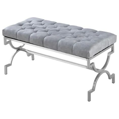 Banquette CROSS Capitonnée Chrome Velours Gris