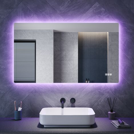 ELEGANT Bathroom LED Mirror with Shaver Socket Bluetooth Anti-Fog and 3 Lighting Modes, Square 1200x700mm (1/5)