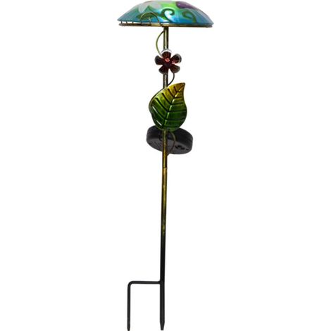 Star Trading Piquet de terre solaire Salona, décoration, LED, extérieur, design de fleurs et de papillons, capteur crépusculaire, blanc froid, 44 cm (1/5)