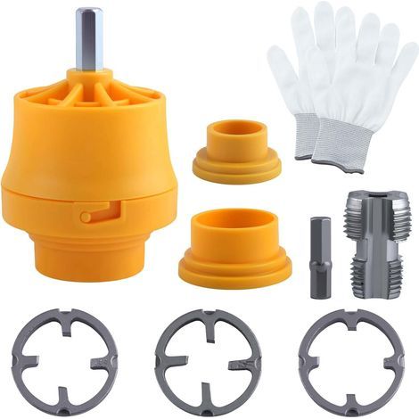 8PCS Electric Drill Compatible PVC Pipe Threader Kit avec différentes tailles de matrice Outil de fabricant de fil de PVC pour outil de plomberie de filetage de tuyau de forage électrique (1/4)