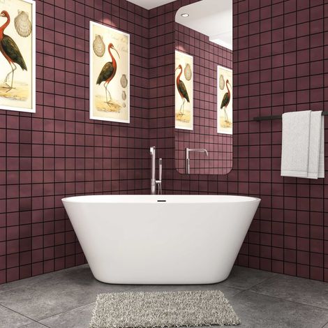 Baignoire îlot ovale blanc en acrylique 150x80x58cm,Aica Sanitaire