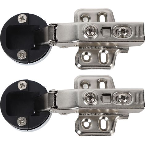 Ensemble de 2 charnières de porte vitrée en acier inoxydable 201 pour armoire, amortisseur de porte vitrée 35 mm, bras droit, recouvrement total, 18 mm (1/5)