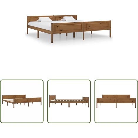 vidaXL Kiefer Bett - Massivholzbett Kiefer Honigbraun 200x200 cm (1/5)