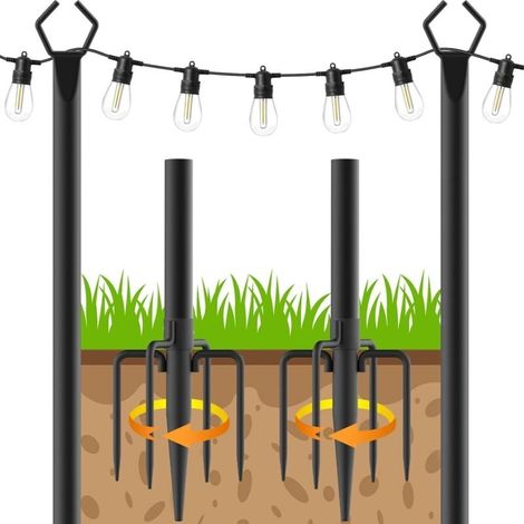 Poteau d'éclairage pour terrasse - 2 paquets de 3m pour l'extérieur Poteau d'éclairage en acier pour la décoration extérieure du jardin. de l'arrière-cour (Paquet de 2) [Classe énergétique G] (1/5)