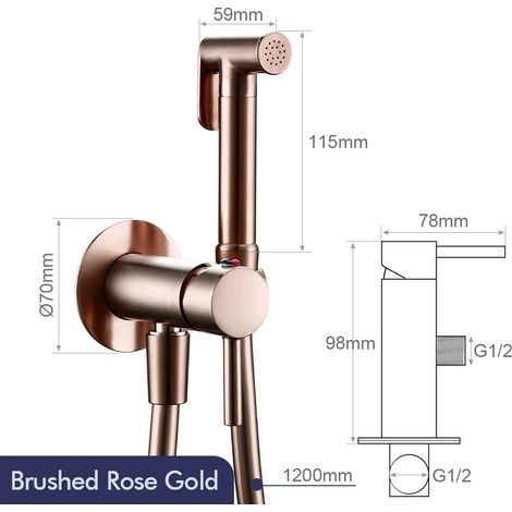 (Tuyau BRG-PVC - Chine continentale) Robinet de salle de bain, cuisine, WC, WC, douchette de bidet, en laiton chromé, à main, mural ou à poser, avec support (1/5)