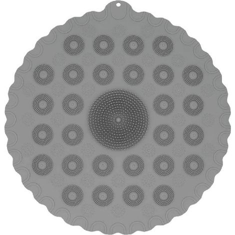 Tapis de douche rond antidérapant en silicone avec trous de drainage, lavable en machine, confortable et sécurisé (1/5)