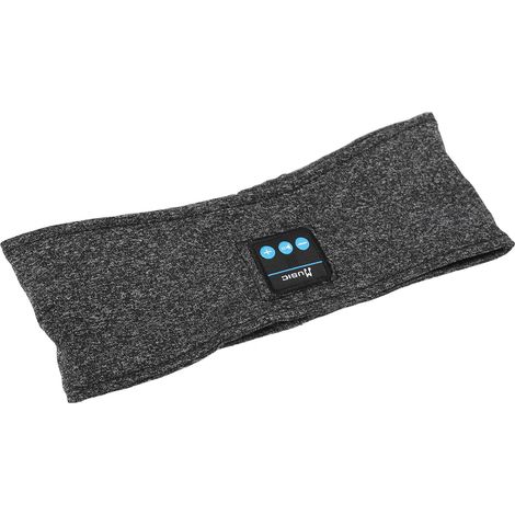 Bandeau de sommeil sans fil gris, écouteurs intégrés ajustables, extensible et protecteur, idéal pour dormir, musique douce, confortable, casque de nuit Bluetooth. (1/5)