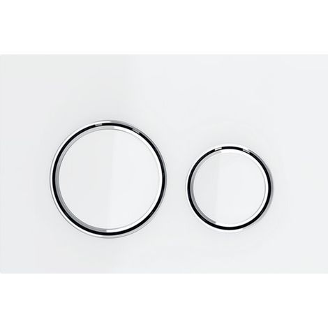 Geberit – Plaque de commande WC 115884SI1 ronde – Dimensions 246 x 164 x 14 mm – Verre blanc – Double chasse – Tiges de poussée insonorisées (1/10)