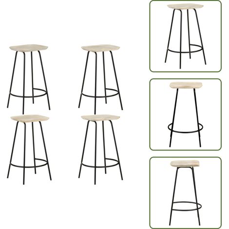 Madera maciza - vidaXL Taburetes de cocina 4 unidades madera maciza de mango - Taburetes de cocina