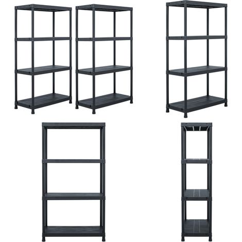 Lagerregale 2 Stk. Schwarz 60 x 30 x 138 cm Kunststoff - Kunststoffregal - Bücherregal (1/5)
