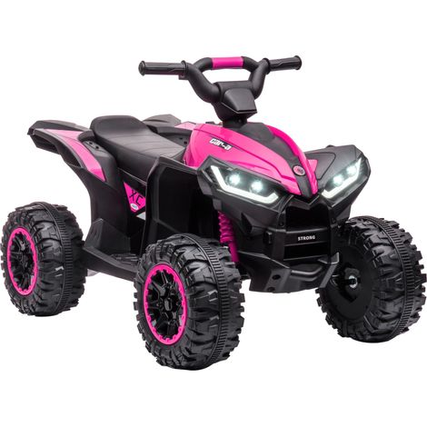 Quad buggy enfant électrique 12V, 6 km/h max, siège lumineux pour 3-5 ans, métal et PP noir rose (1/5)