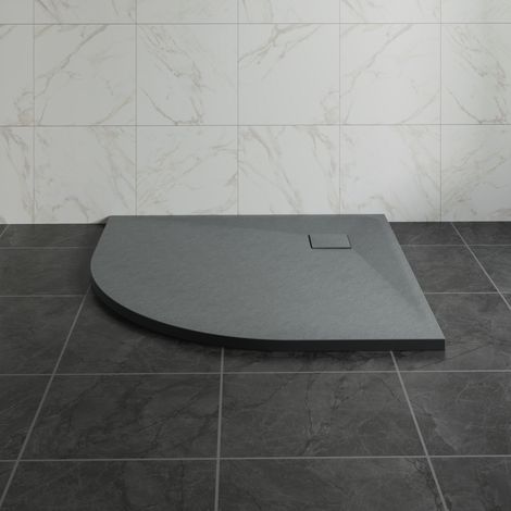 NRG 800 x 800mm SMC Anthracite Quadrant Slate Effect Bathroom Shower Tray