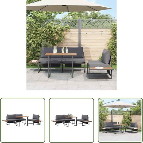 Terrasse -  Ensemble de salle à manger pour jardin 3 pcs Anthracite Acier (1/5)