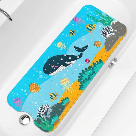 tapis De Bain Antidrapant 10040cm Pour Bbs Et Enfants (baleine) - Design En Pvc Transparent - Scurit Renforce Par Des Ventouses Et Du Caoutchouc (1/4)