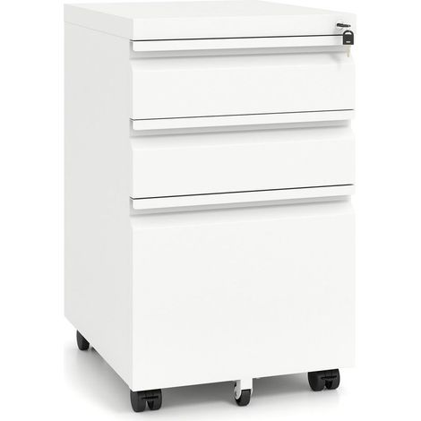 Sécurisez vos dossiers avec un caisson de bureau verrouillable, 3 tiroirs, roulettes avec frein, format A4 (1/2)