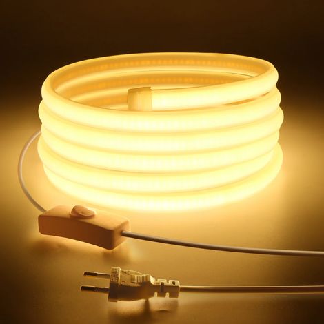 (Lumière chaude, CA, 25 m) Bande lumineuse LED COB ultra-lumineuse, conception entièrement étanche en silicone, convient aux jardins extérieurs. (1/5)