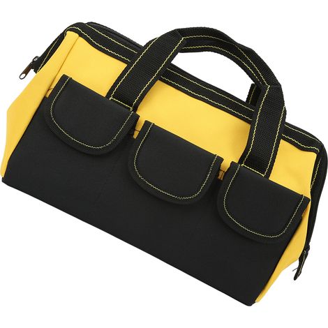 Sac de rangement d'outils 13 pouces Oxford imperméable multifonction jaune à large ouverture pour atelier maison (1/5)