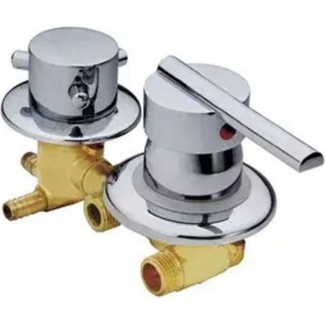 Robinetterie de douche rétro de luxe F/S en cuivre, mitigeur de douche, entrée d'eau à 2 voies, sortie d'eau à 2/3/4/5 voies, accessoires de robinetterie de douche-Crezuo (1/3)