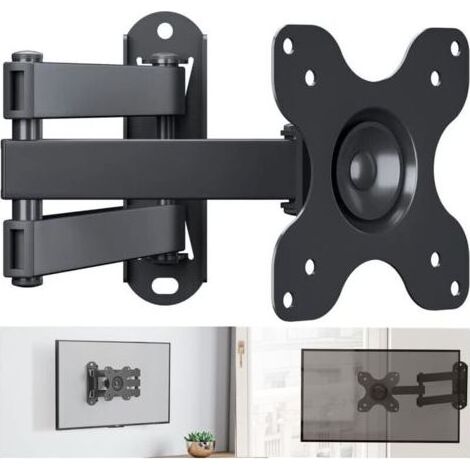 Support TV Mural Fixation Support Mural Ecran PC Orientable et Inclinable Universel pour Moniteur et Télévision Plat/Incurvé de 13-30 Pouces Jusqu'à 15 Kg, 75x75 / 100x100mm (1/5)