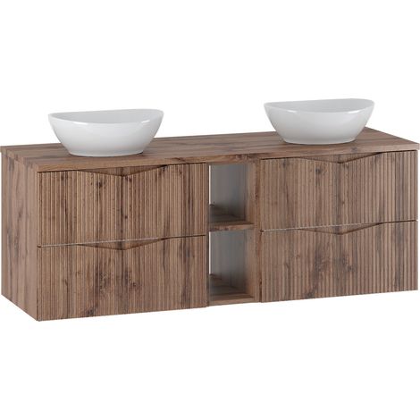 Mueble lavabo doble 140cm 2 compartimientos Tao Madera (1/4)