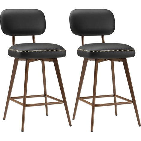COLAMY Tabouret de bar - Chaise de bar fixe style rétro vintage pour cuisine ou comptoir-Noir (1/5)