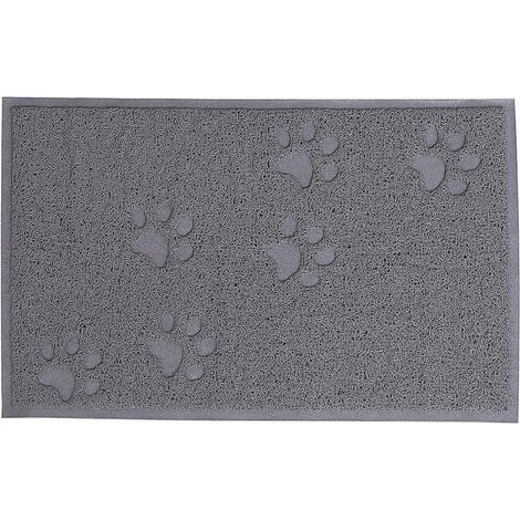 1 pièce Tapis litière chat, antidérapant PVC, gris 60 x 40 cm, pour bac à litière et entretien facile (1/4)