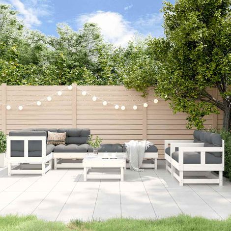 vidaXL Juego de muebles de jardín 8 piezas madera maciza pino blanco (1/5)