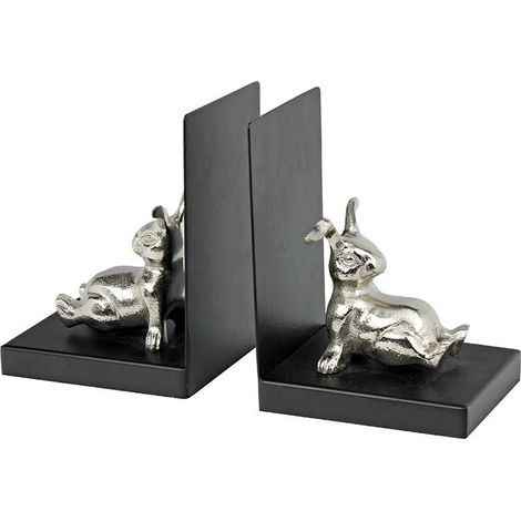 Serre-livres lapin noir argenté 28x12x19cm (1/3)