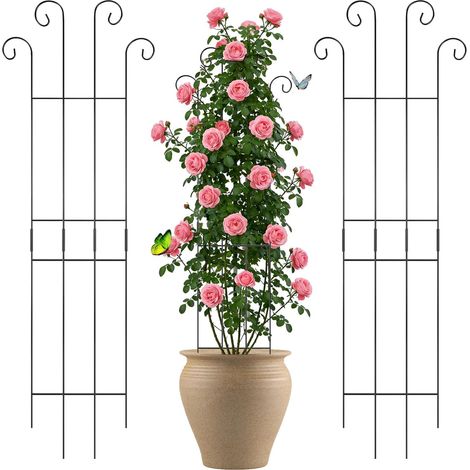 Ensembles de Tuteurs métalliques en 2 ou 3 pièces, adaptés aux Plantes grimpantes, livrés avec 50 Attaches pour faciliter la Croissance, Parfaits pour Les Jardins, Les balcons et l'intérieur (83cm) (1/5)