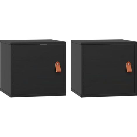 Armoires murales 2 pcs Noir 31,5x30x30 cm Bois de pin massif (1/5)