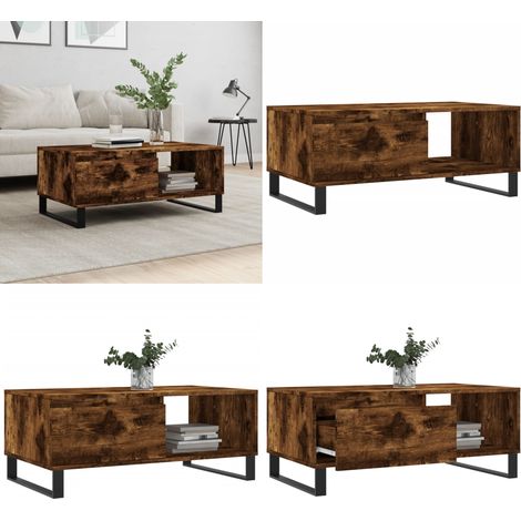 Table basse Chêne fumé 90x50x36,5 cm Bois d'ingénierie - Table Basse - Meuble Salon - Table D'appoint - Table Design - Table Chic - Home & Living (1/5)