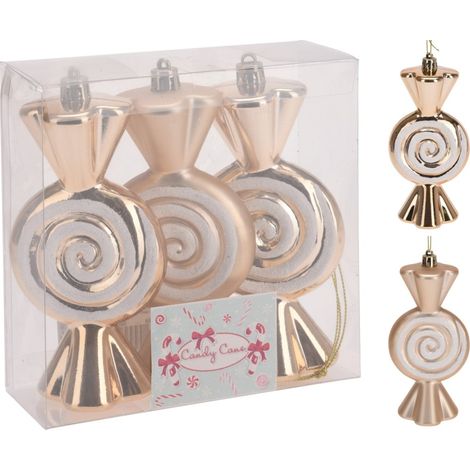 Adorno navidad caramelo dorado koopman 3 pz