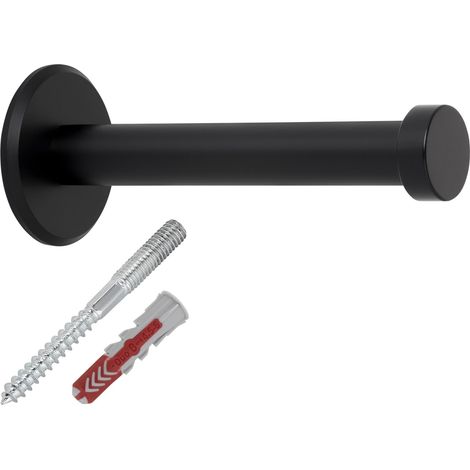 SOTECH Garderobenhaken TALEA (Ø 10 / 15 mm) Edelstahl massiv inkl. Befestigungsmaterial, schwarz matt (Länge 70 mm, Gesamtlänge 73 mm), 8 x Wandhaken