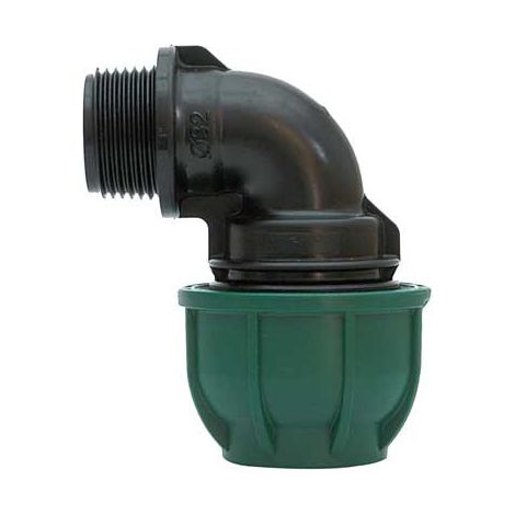 Gomito a 90° a stringere con derivazione fil. maschio ø mm 40x1/4" - 10 pn