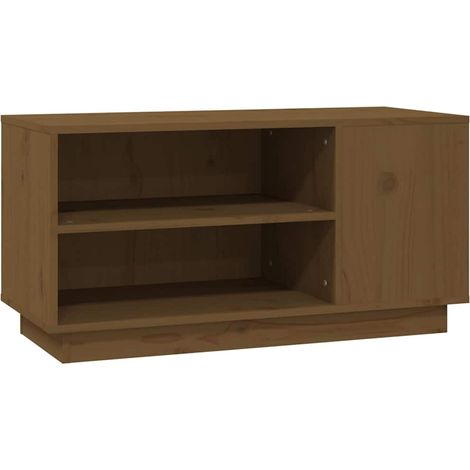 Meuble TV, Étagère TV, Meuble de Salon, Marron miel 80x35x40,5 cm Bois de pin massif OIB4429E (1/5)