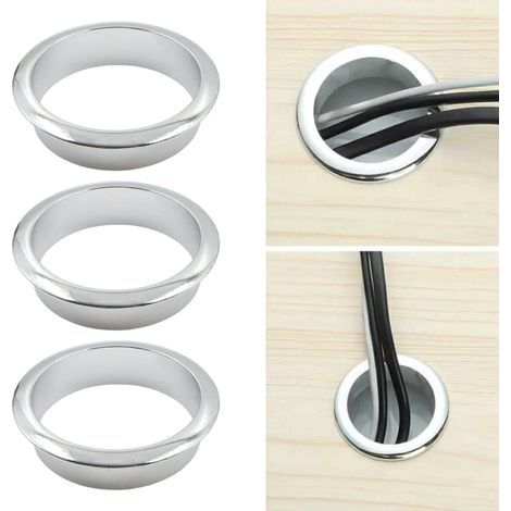 60-mm-Metall-Kabeldurchführung für Schreibtische – Dekorativer Ring für die Kabelführung an Möbeln und Computertischen, 3 Stück (Einheitsgröße) (1/5)