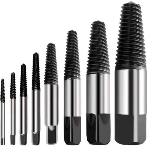 Ce kit d'extracteurs de vis multifonctions en acier inoxydable est fabriqué en acier inoxydable haute dureté et convient au retrait des vis endommagées. (Kit de 8 pièces) (1/4)