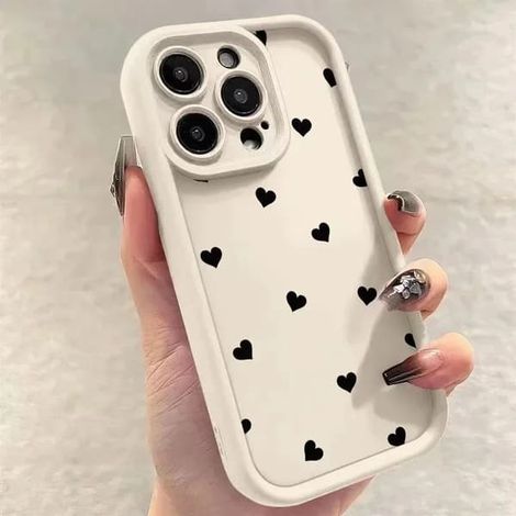 Coque de téléphone noire mate souple avec motif cœur, compatible avec iPhone 17 Air, 11, 12, 13, 14 Pro, 16E, 7, 8 Plus et iPhone 15, 16, 17 Pro Max. Également disponible en version 2 pour iPhone 15 P (1/5)