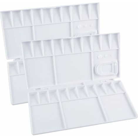 Lot de 2 palettes pliables, palette rectangulaire en plastique à 25 puits, plateau de mélange portable avec trous pour les pouces (1/5)