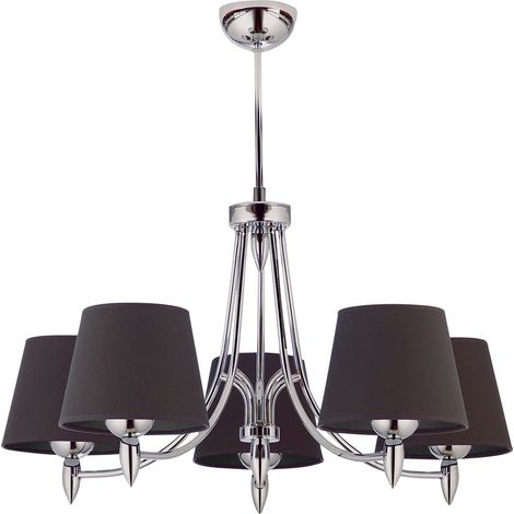 Lampadario classico cromato 5xE27 paralumi grafite Jupiter