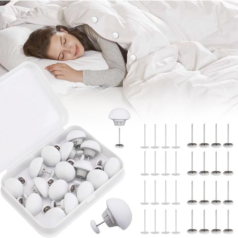 Lot de 16 Clips de Fixation Ronds pour Housse de Couette, Motif Champignon avec Boutons, pour Housse de Couette de Chambre à Coucher (1/5)
