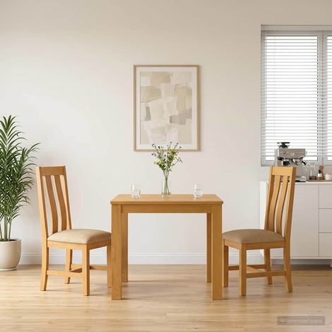 vidaXL Ensemble de salle à manger 3 pc Beige Bois de chêne massif (1/5)