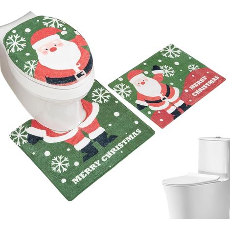 Christmas Bath Mats Christmas U Shaped Toilet Lid Cover