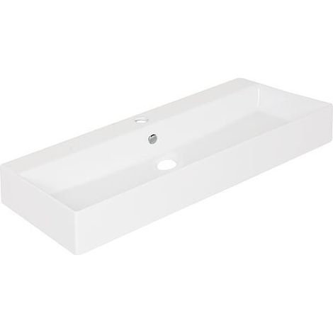 Vasque Elayla avec trou de robinet en céramique, blanc 1020x130x450 mm (1/3)