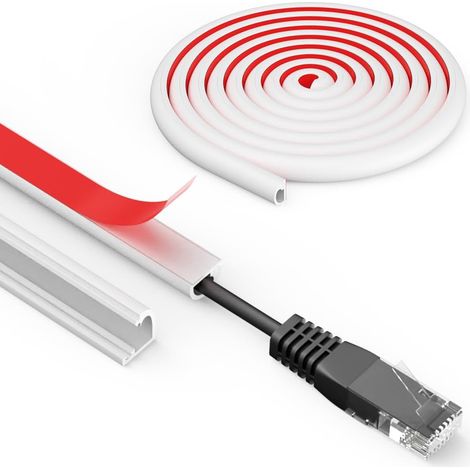 Goulotte Passe Cable Adhésif, Mini Blanc Goulotte Passe Cable, goulotte Demi-Ronde Flexible en Silicone, Cache Cable TV Mural adhésif, pour Dissimuler et Protéger Les Câbles(7mm×14mm×2m) (1/5)