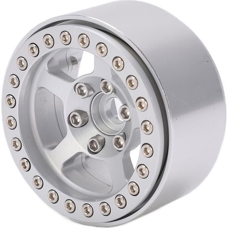 Jantes en alliage d'aluminium 5 trous 1.9 pouces, jantes argentées anti-taches pour pneus RC, moyeux de roue verrouillables (1/5)