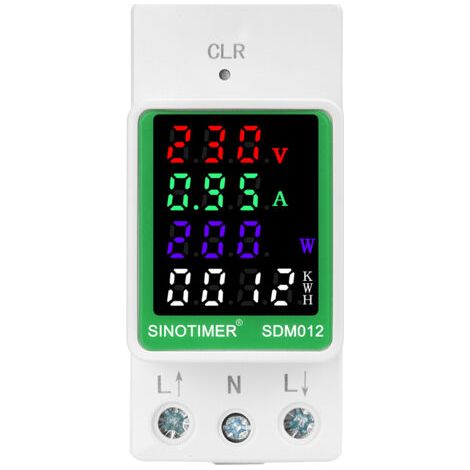 Analyseur de Réseau AC Professionnel sur Rail DIN  Compteur Multifonction Tension, Courant, Fréquence, Facteur de Puissance, Énergie kWh  80-300V, 100A avec Pince Ampèremétrique- (1/4)