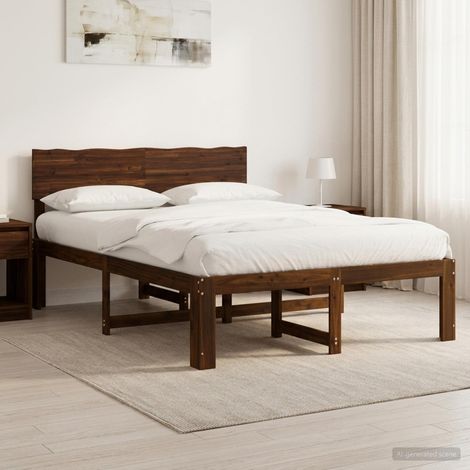 Cama doble con cabecero ROSTOCK Marrón Oscuro 160 x 200 cm (1/5)