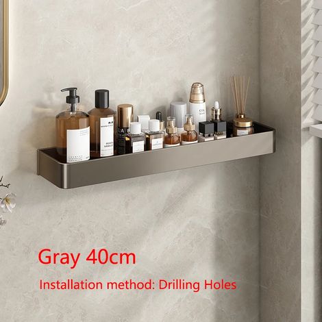 (Gris Style 4.0 Perçage) Étagère de douche, étagère murale flottante, étagère de toilette, étagères de rangement pour armoires de cuisine, organisateurs (1/5)