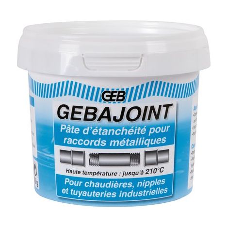 GEB – Pâte à joint durcissante pour raccords filetés en chauffage – Étanchéité jusqu'à 20 bars – Résistance à 210 °C – 500g beige